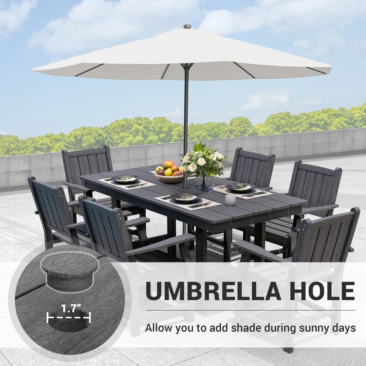 MALAGA 7 PCS Outdoor Dining Set