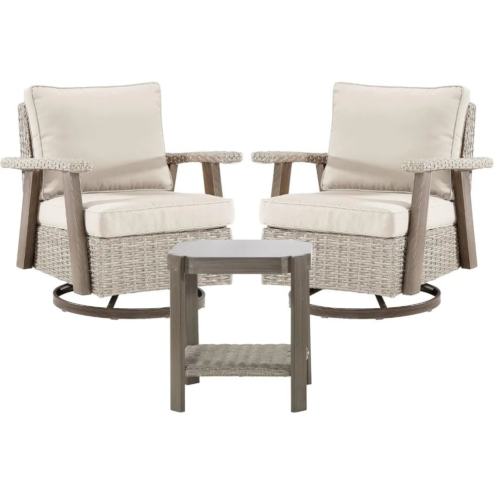 HIDY 3 Pieces Patio Swivel Set