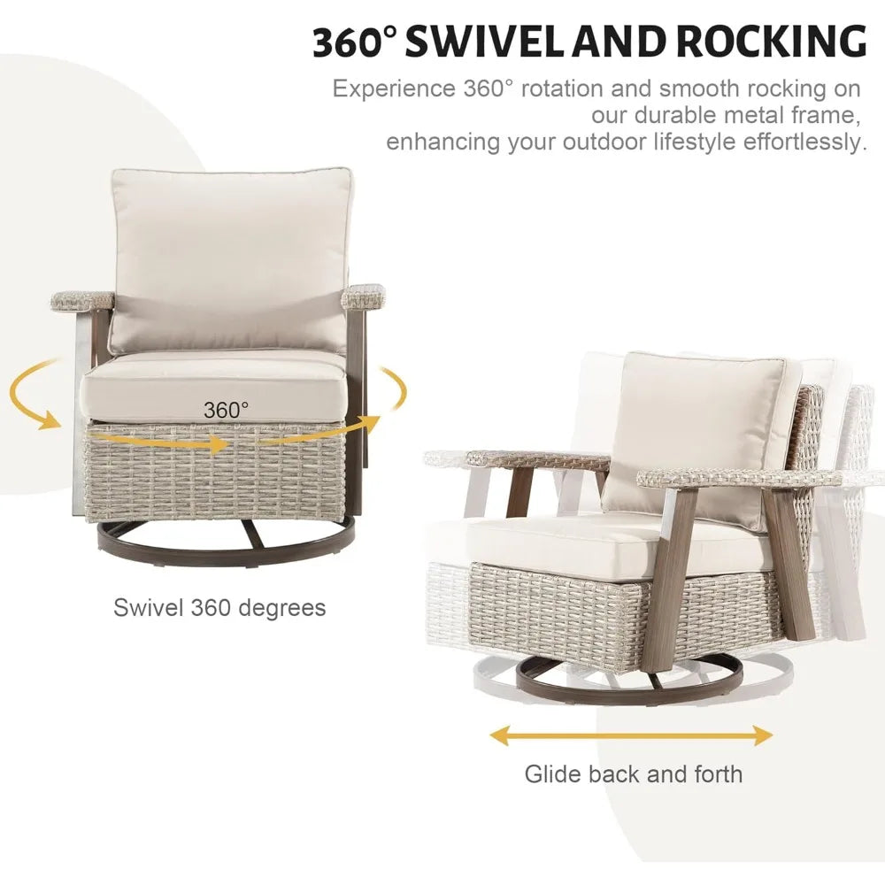 HIDY 3 Pieces Patio Swivel Set
