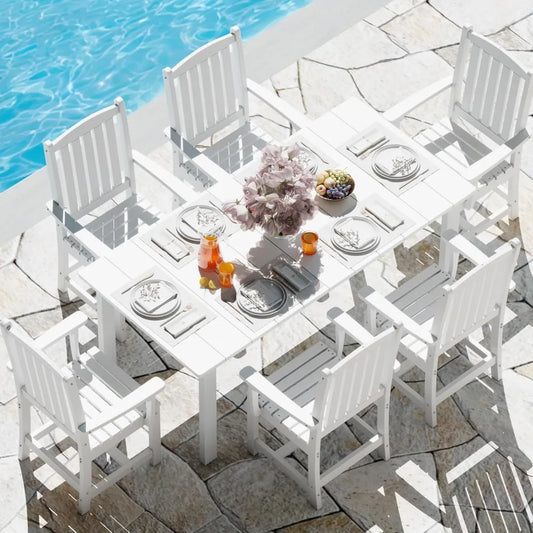 PORTO 7-Piece HDPE Outdoor Dining Table Sets