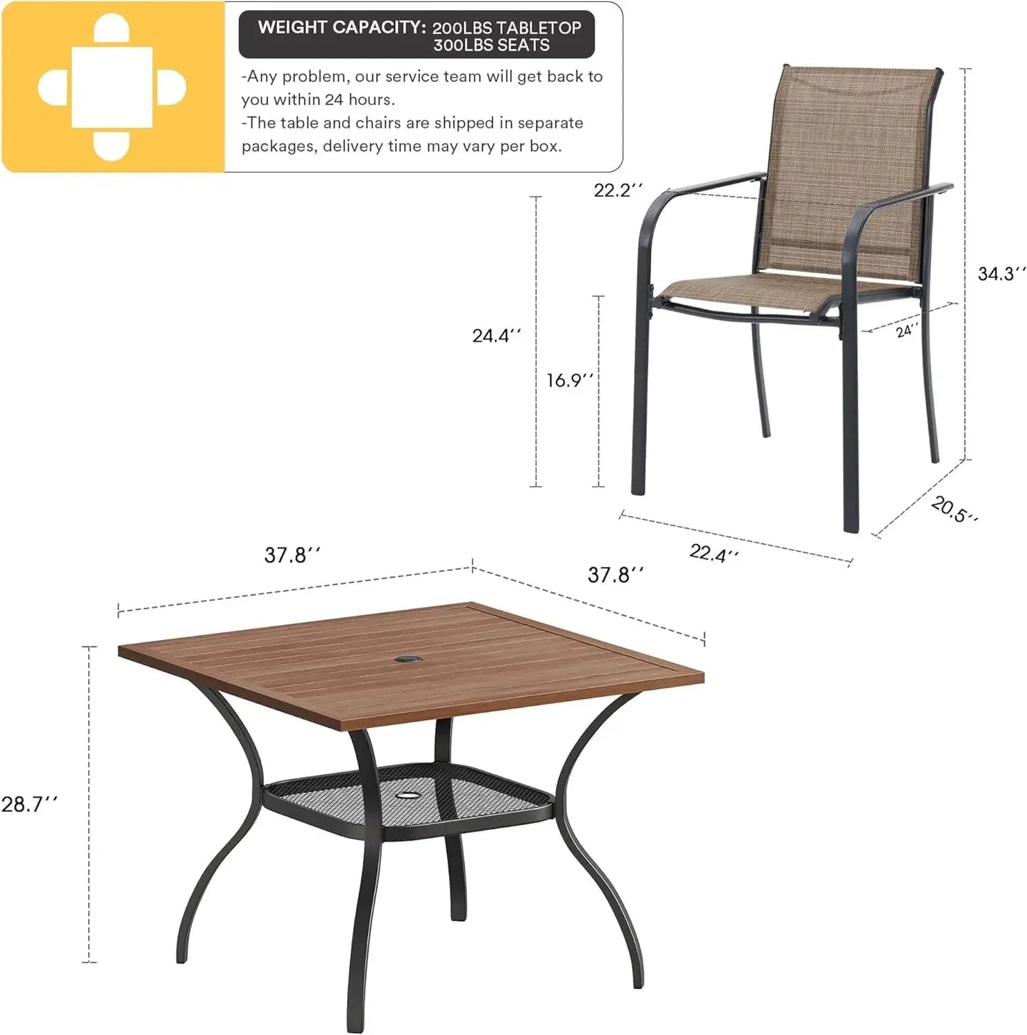 5 Pieces Patio Dining Set