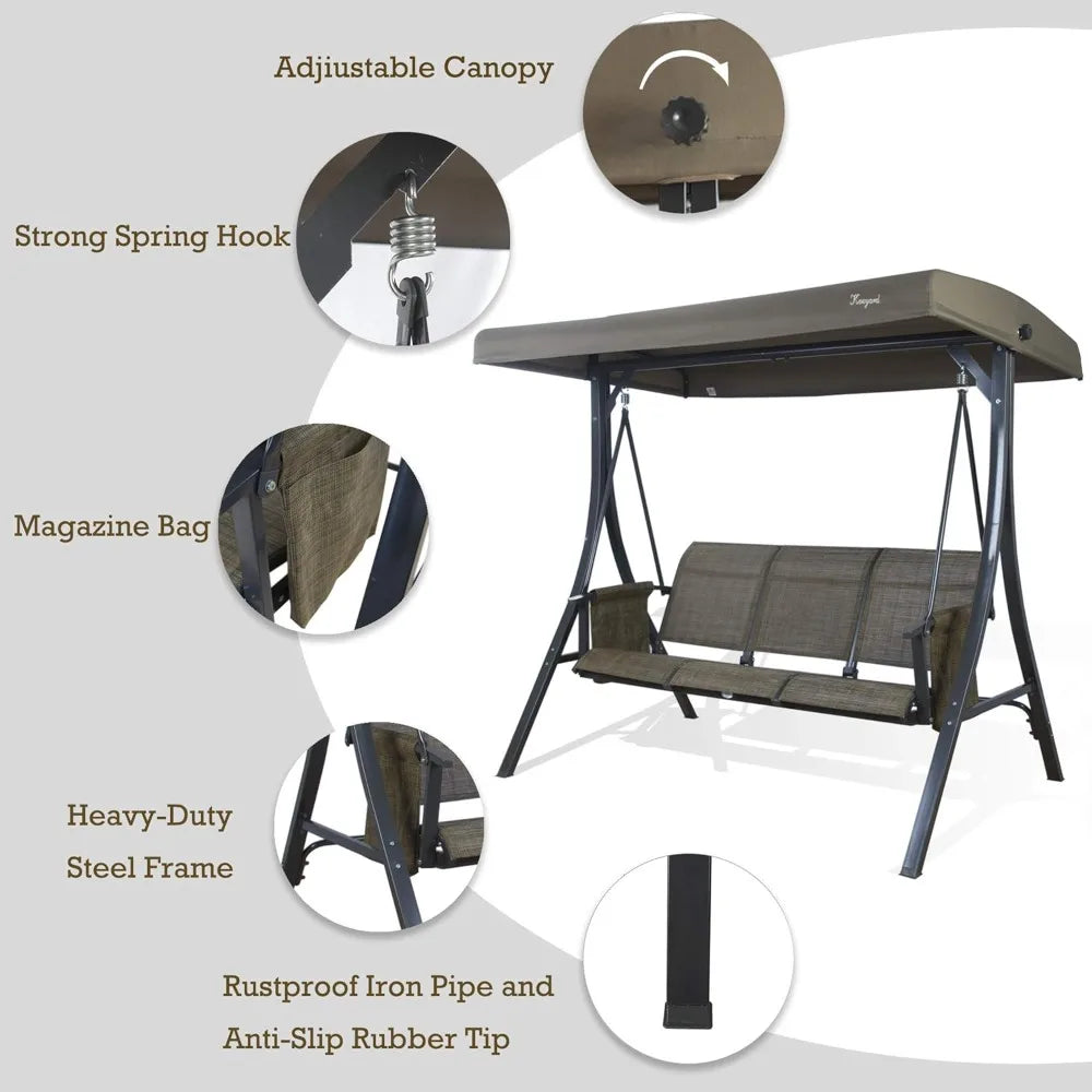 Brenda 3-Seat Patio Swing Chair