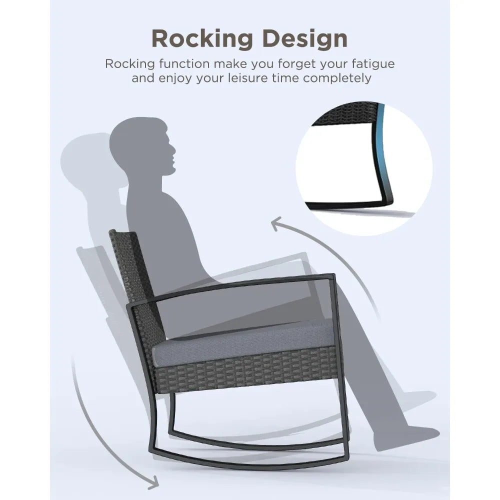 ZAMORA 3 Pieces Patio Rocking Chair Set