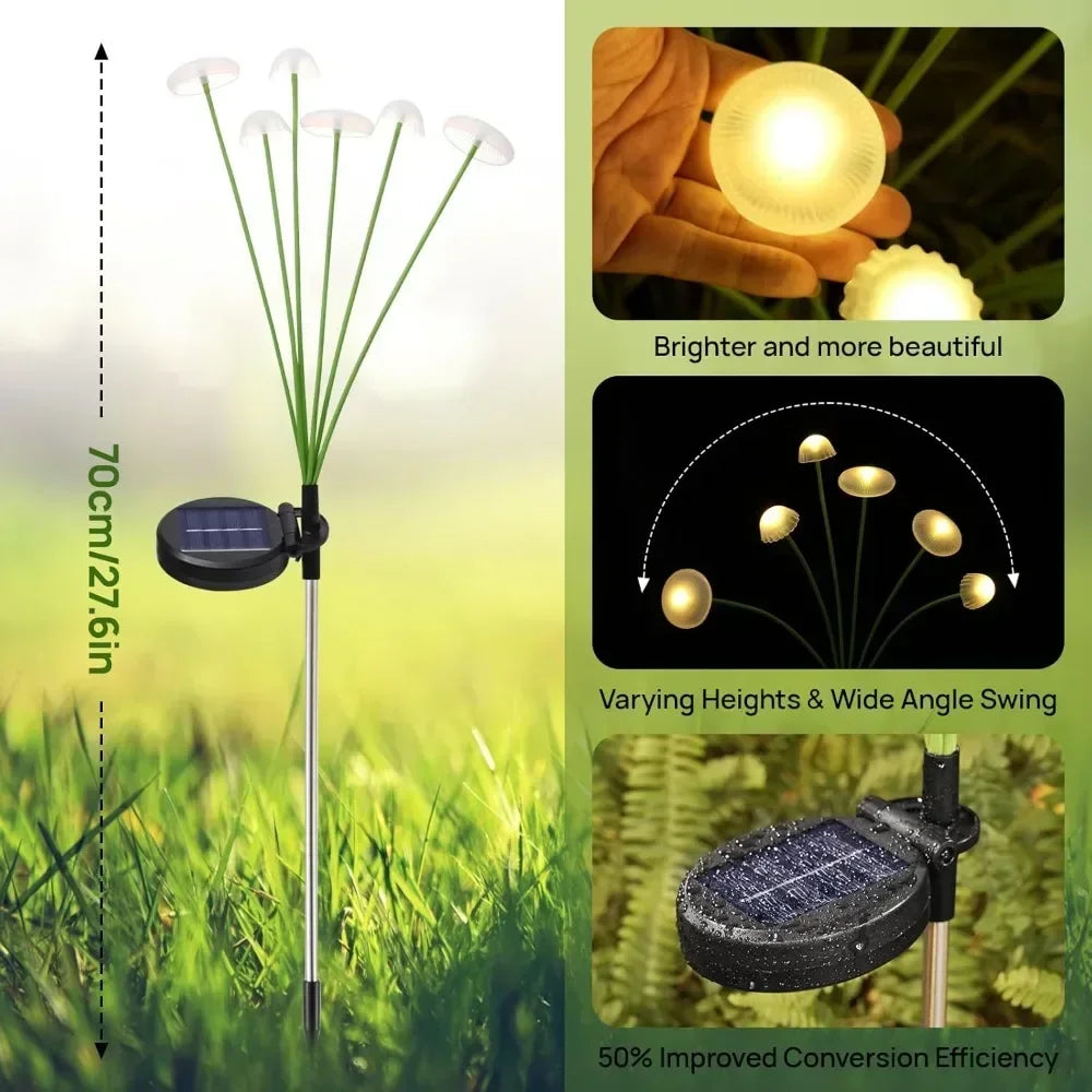 6/8/10 LED Solar Jellyfish Lights Mushroom Lights Outdoor Yard Solar Lawn Landscape Lights Garden Decoration Lamp 1~4pcs