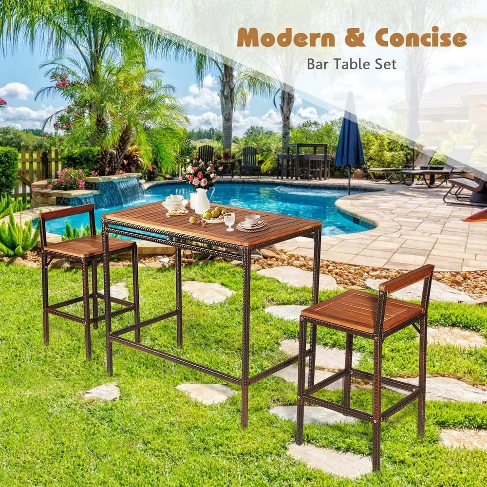 3PCS Patio Bar Set