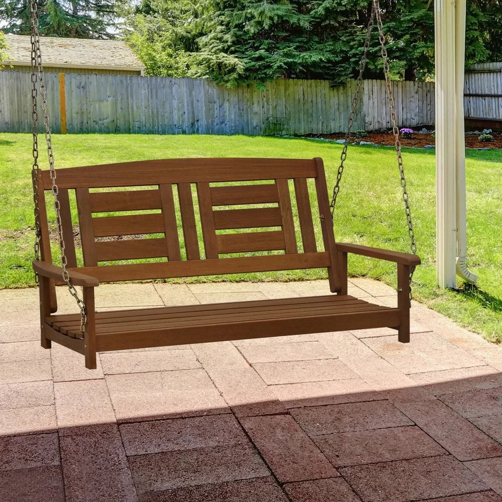 Hardwood Porch Swing with Heavy Duty Metal Chains
