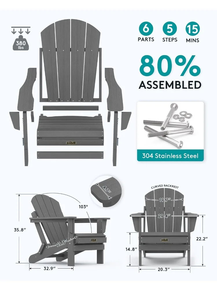 Foldable Adirondack Chair Set of 4