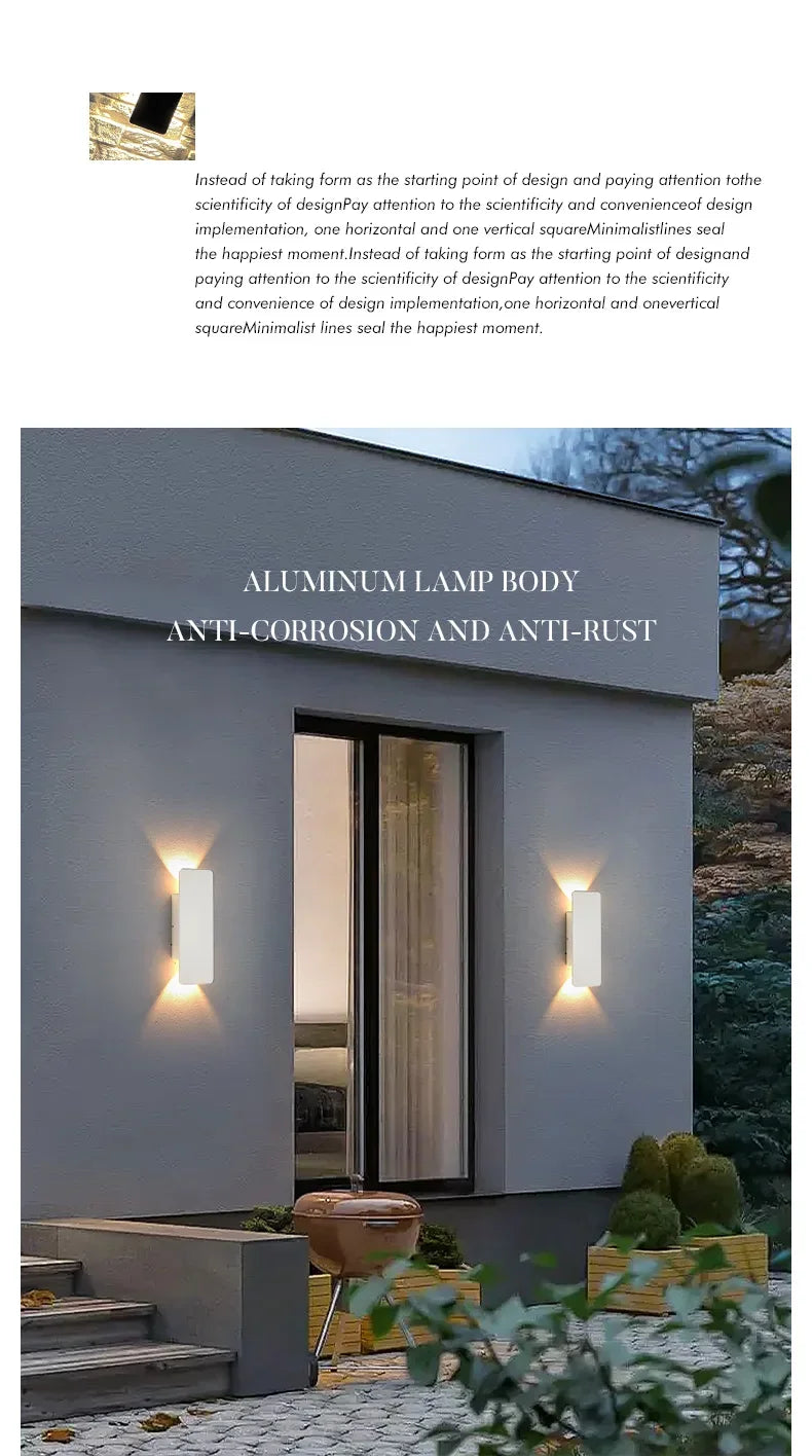 Outdoor Waterproof Wall Lamp Modern LED Lamp Black White Aluminum Up Lower Light Wall Lamps Waterproof IP65 110V 220V Fixtures