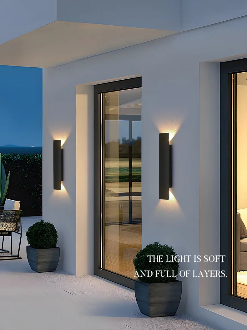 Outdoor Waterproof Wall Lamp Modern LED Lamp Black White Aluminum Up Lower Light Wall Lamps Waterproof IP65 110V 220V Fixtures