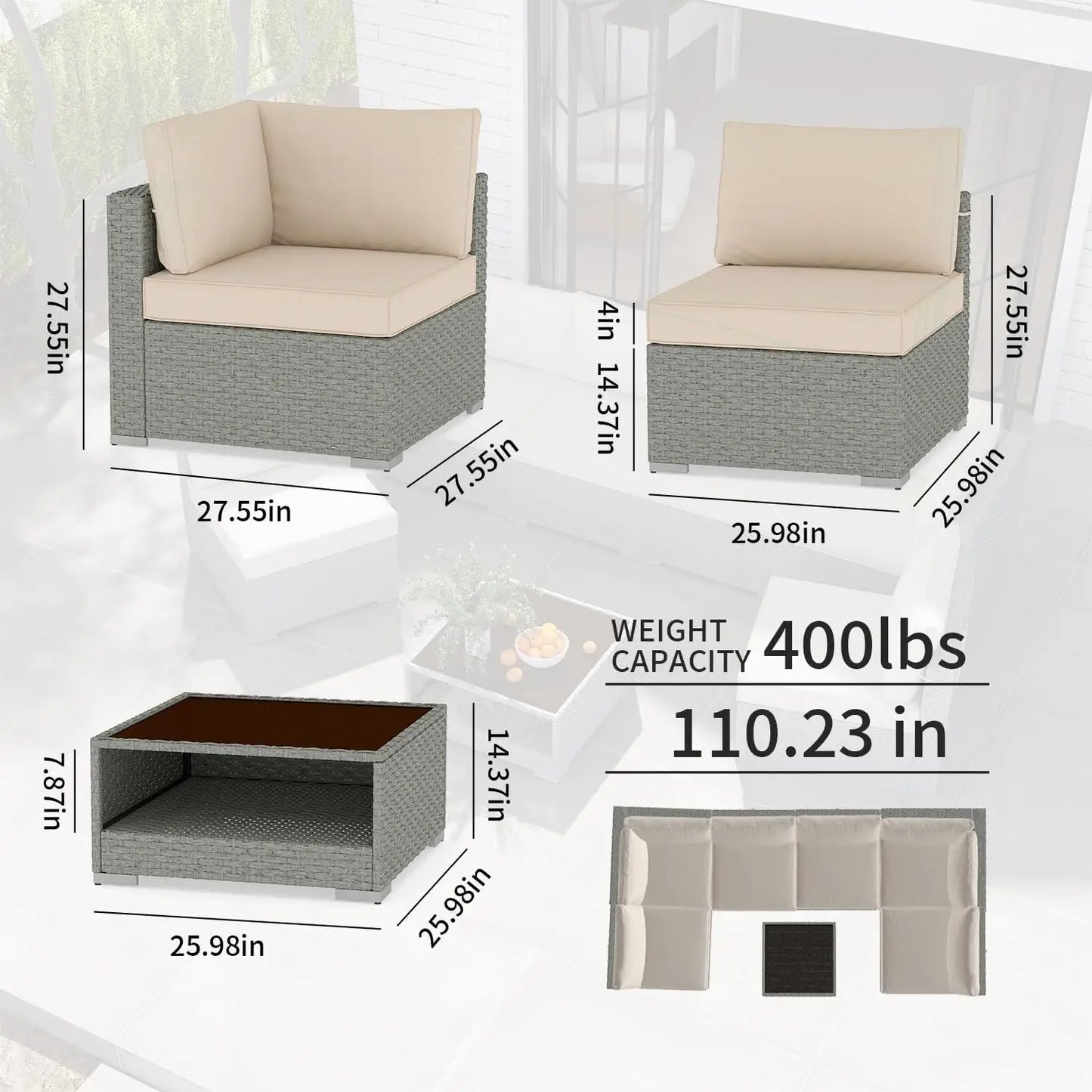 GORDON Outdoor Furniture Set 7-Piece