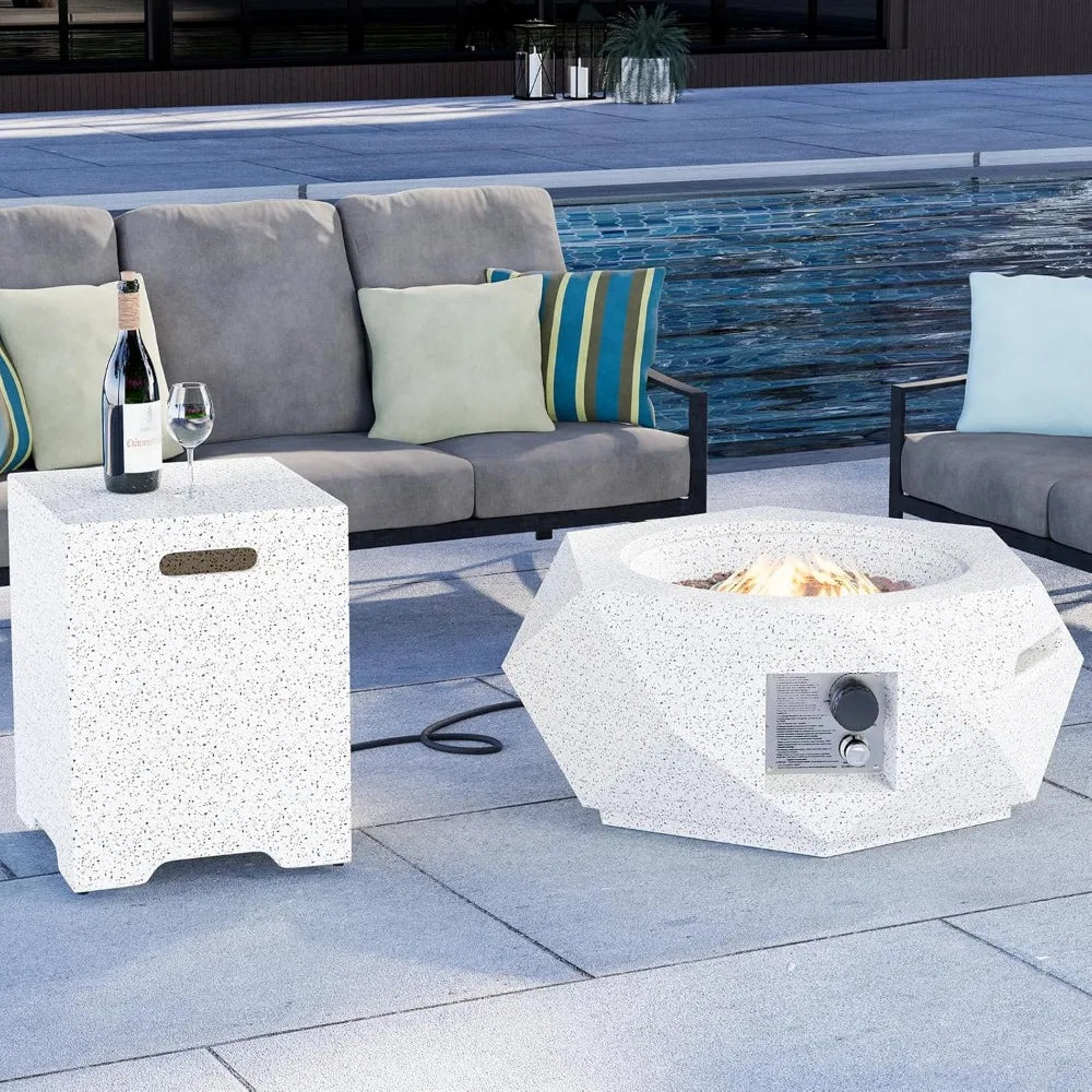 Hexagon Fire Pit Table, Rain Cove