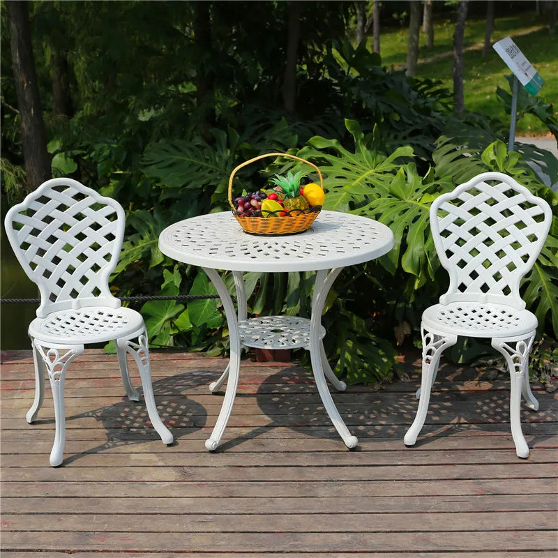 set-5pcs Balcony table and chair Outdoor furniture cast aluminum set Lawn porch backyard garden sets antirust white