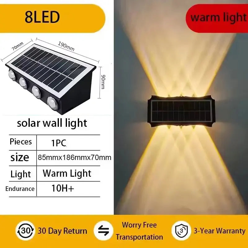 Solar Wall Lamp Outdoor Rgb Warm Light Waterproof Up And Down Luminous Lighting Balcony Yard Garden Decoration Exterior Wall