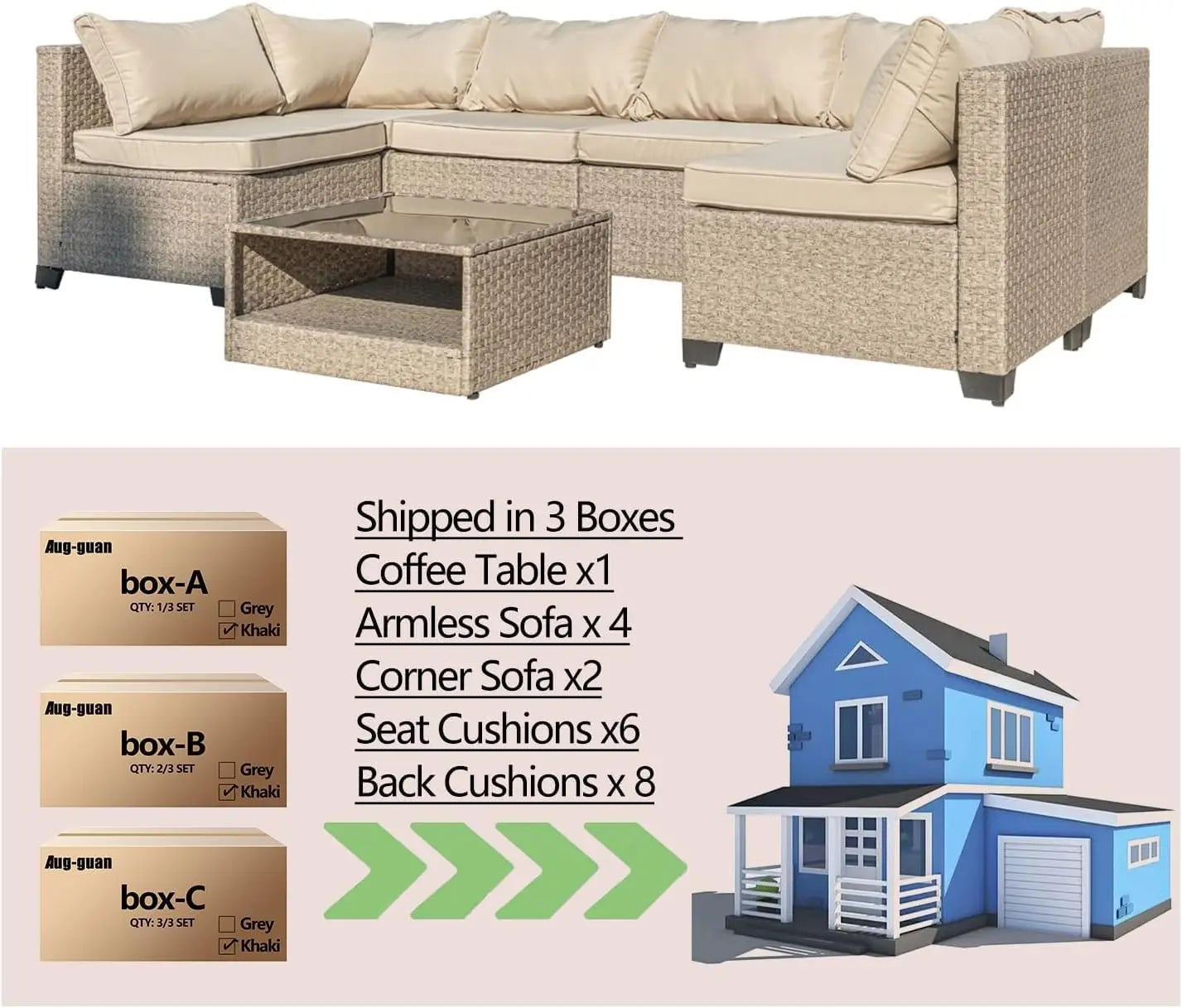 GORDON Outdoor Furniture Set 7-Piece