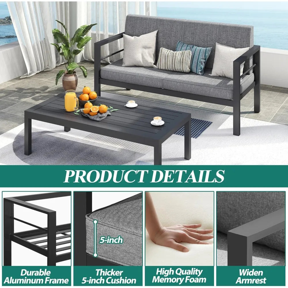 SARAY Outdoor 4 Pieces Aluminum Patio Furniture Set