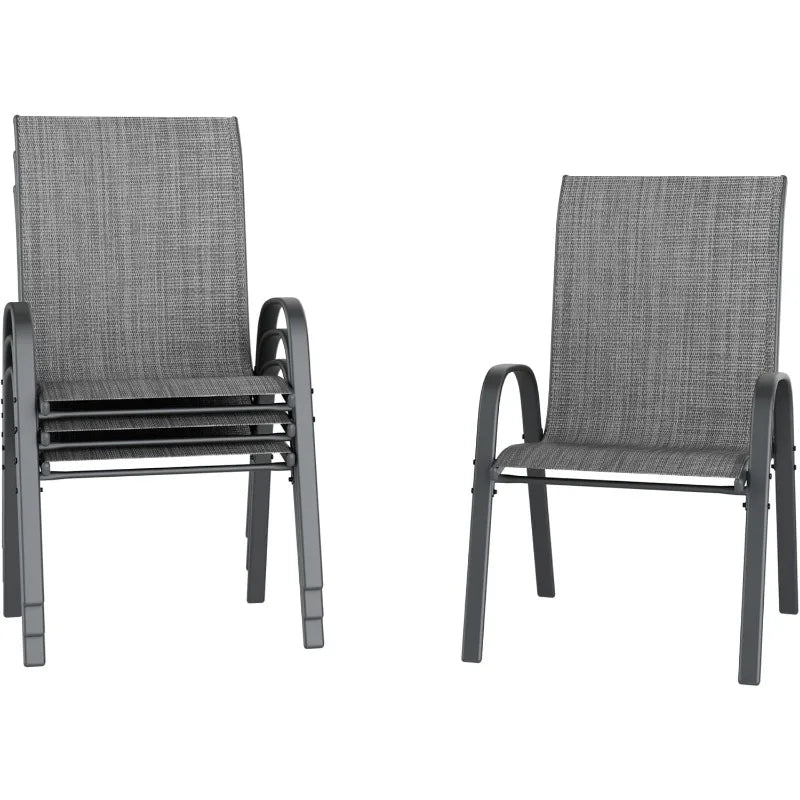 Patio Dining Chairs Set of 4, Upgraded Stackable Outdoor Chairs with Wider Seat, All Weather Breathable Garden Furnitur