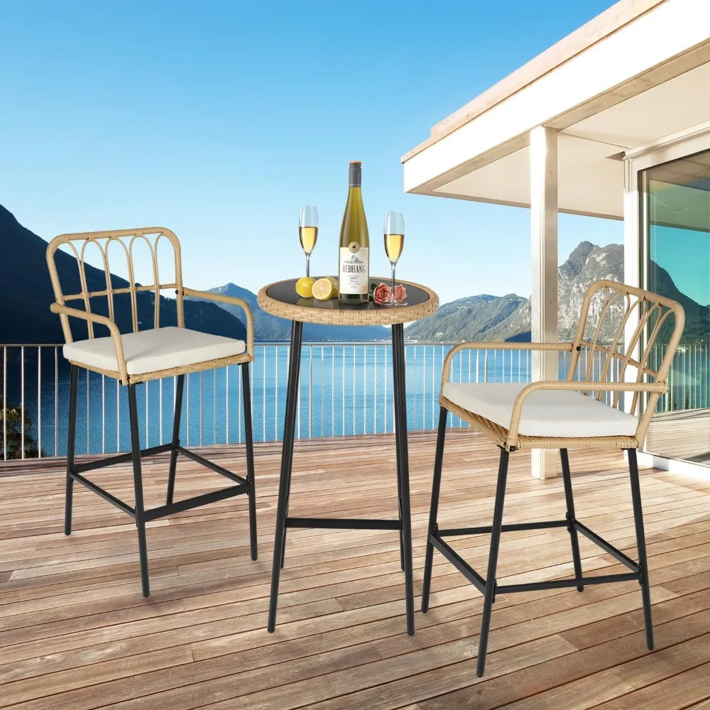 DUE 3-Piece Patio Rattan Bar Set