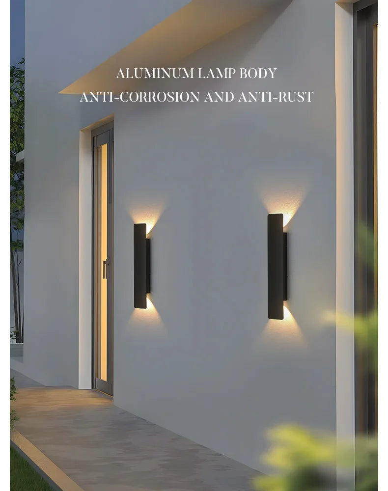 Outdoor Waterproof Wall Lamp Modern LED Lamp Black White Aluminum Up Lower Light Wall Lamps Waterproof IP65 110V 220V Fixtures