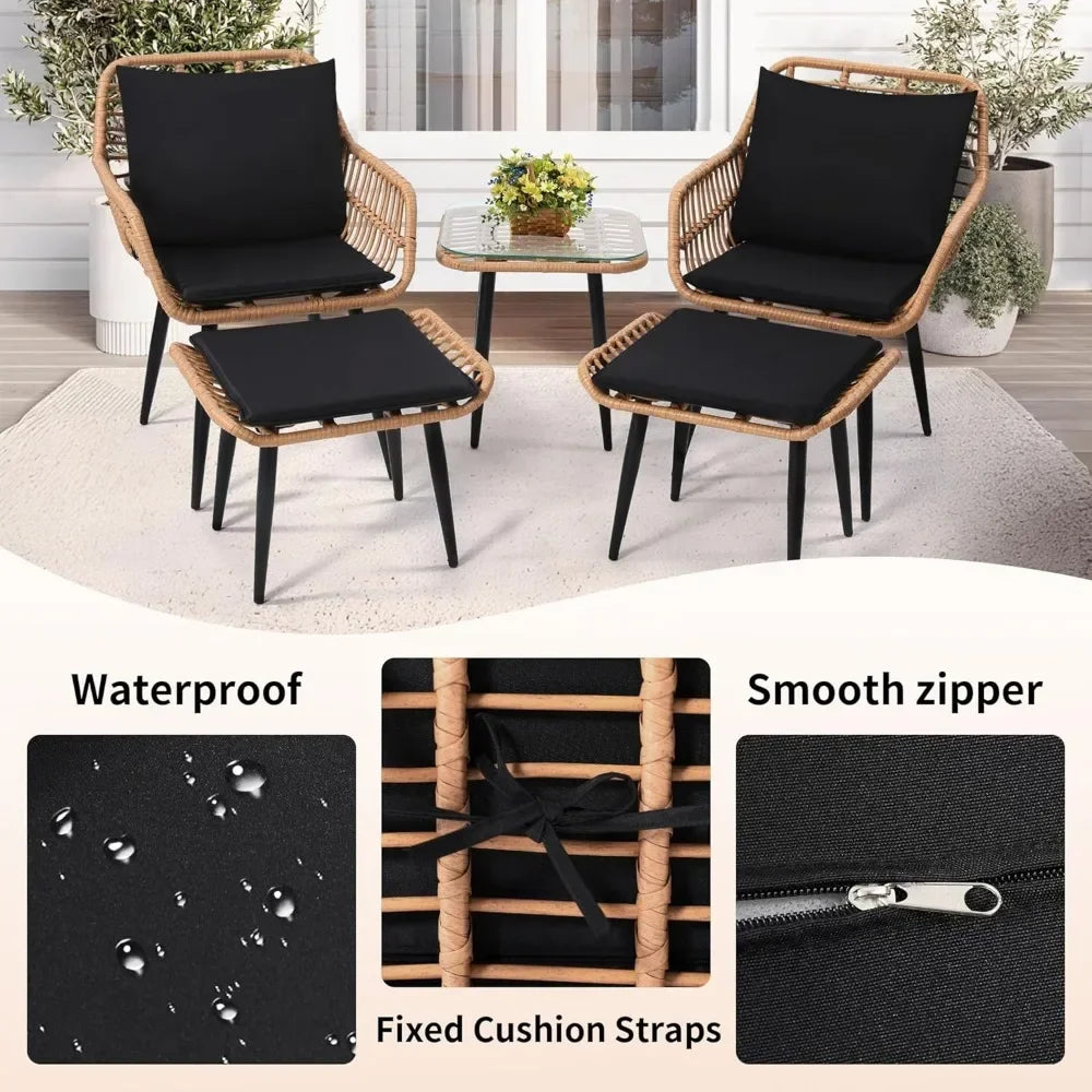 SIWA  5-pcs Wicker Bistro Patio Set