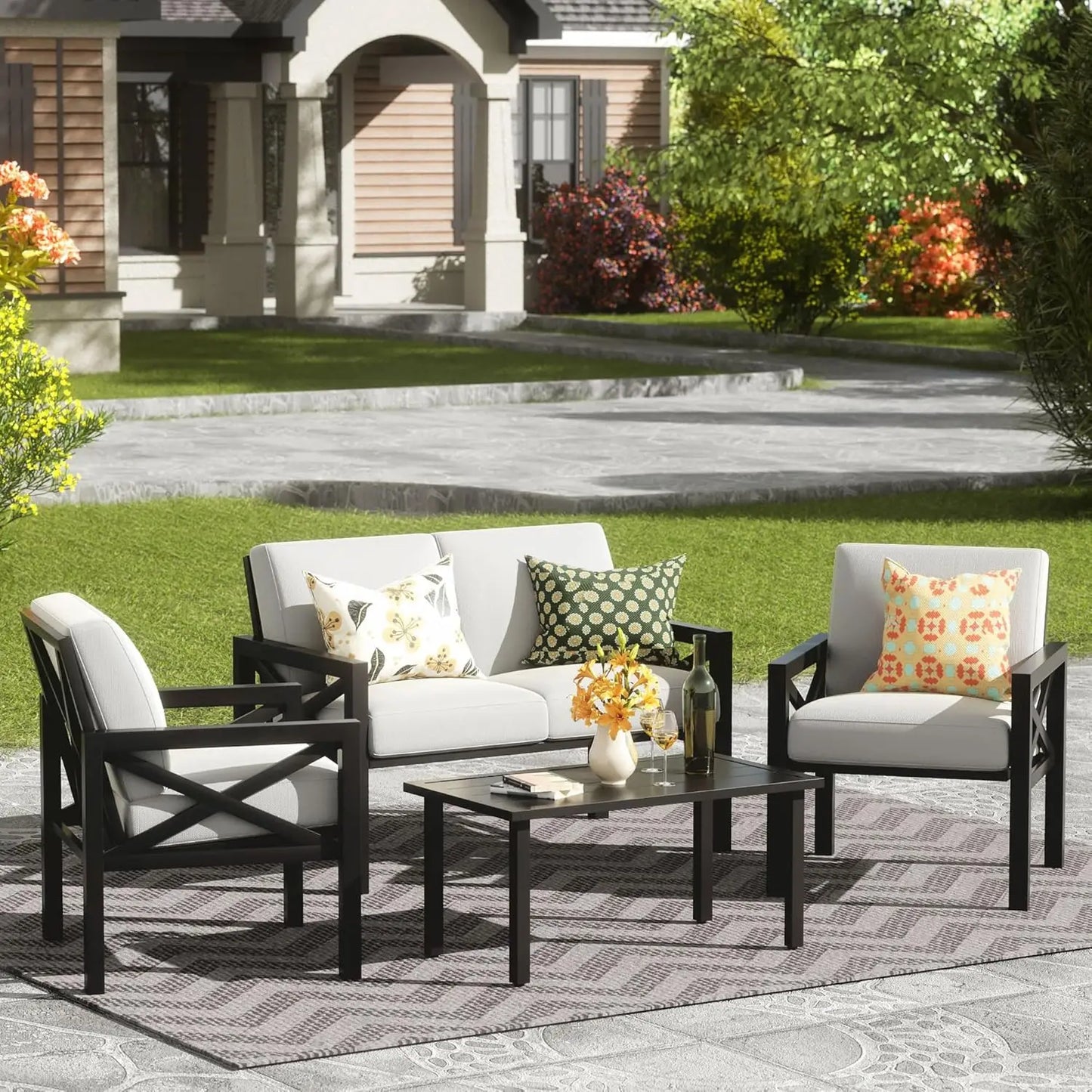 SARA Outdoor Patio Furniture 4 Pieces Set