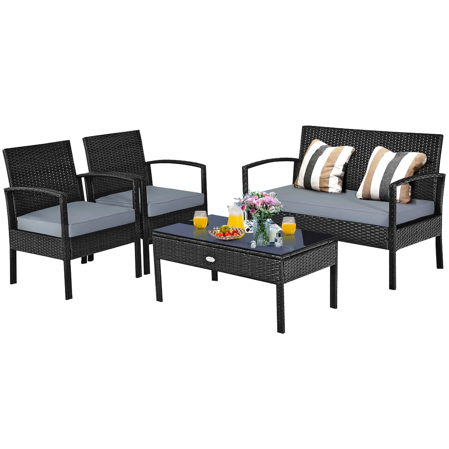 UNO 4pcs Outdoor Patio Rattan Wicker Set