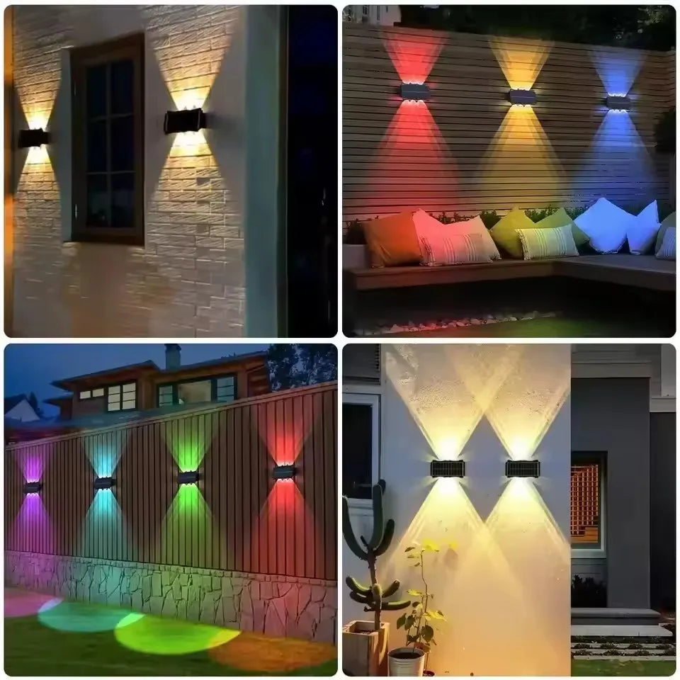 Solar Wall Lamp Outdoor Rgb Warm Light Waterproof Up And Down Luminous Lighting Balcony Yard Garden Decoration Exterior Wall