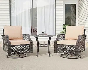 AVILA 3 Piece Outdoor Swivel Chair Set