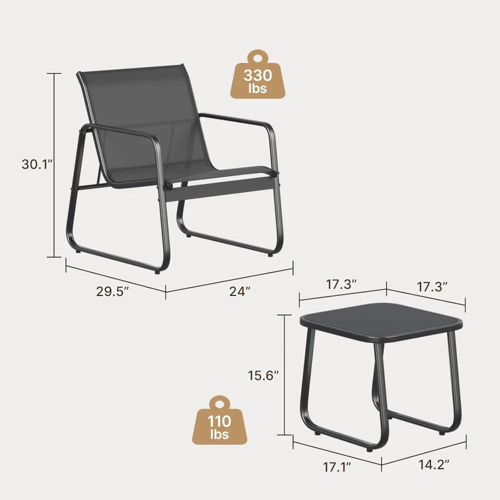 BURGOS Patio Chairs Set of 2 and Bistro Table