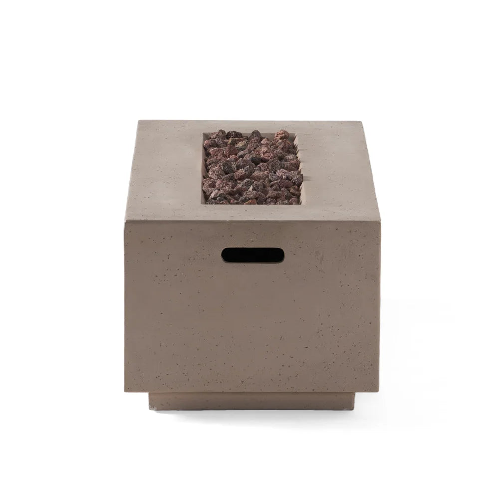 SLATE 40" Outdoor Rectangular MgO Concrete Propane Fire Pit, Dark Grey (Tank Cover not Included)