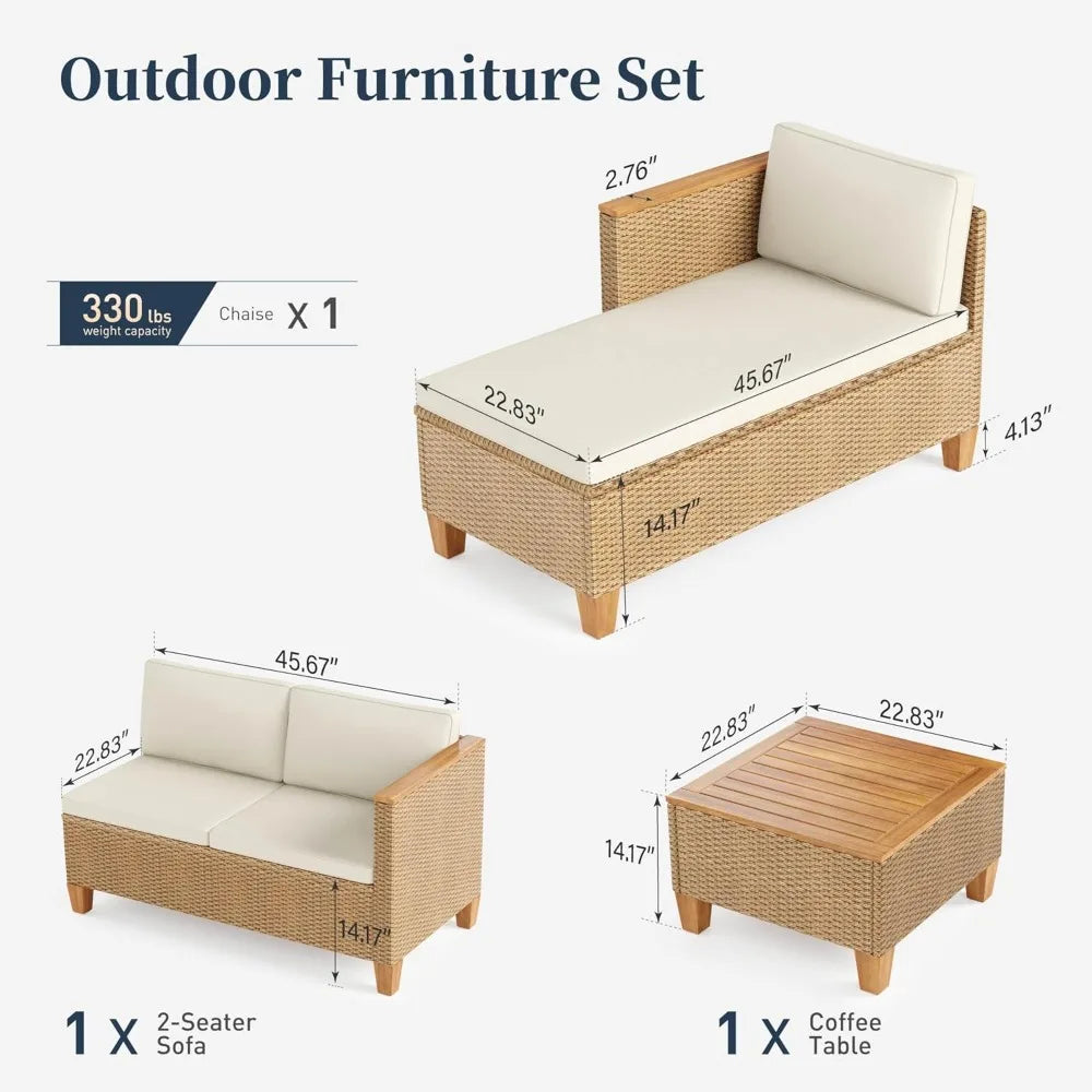 CORA 3 Piece Outdoor Patio Furniture Set