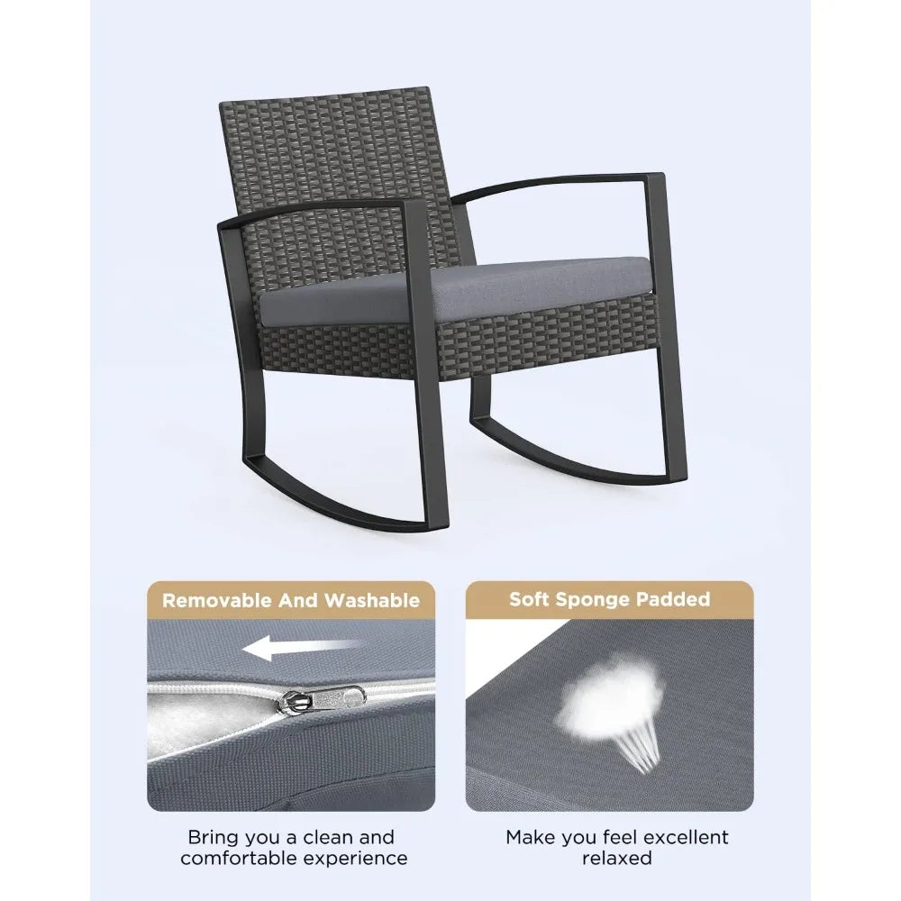 ZAMORA 3 Pieces Patio Rocking Chair Set