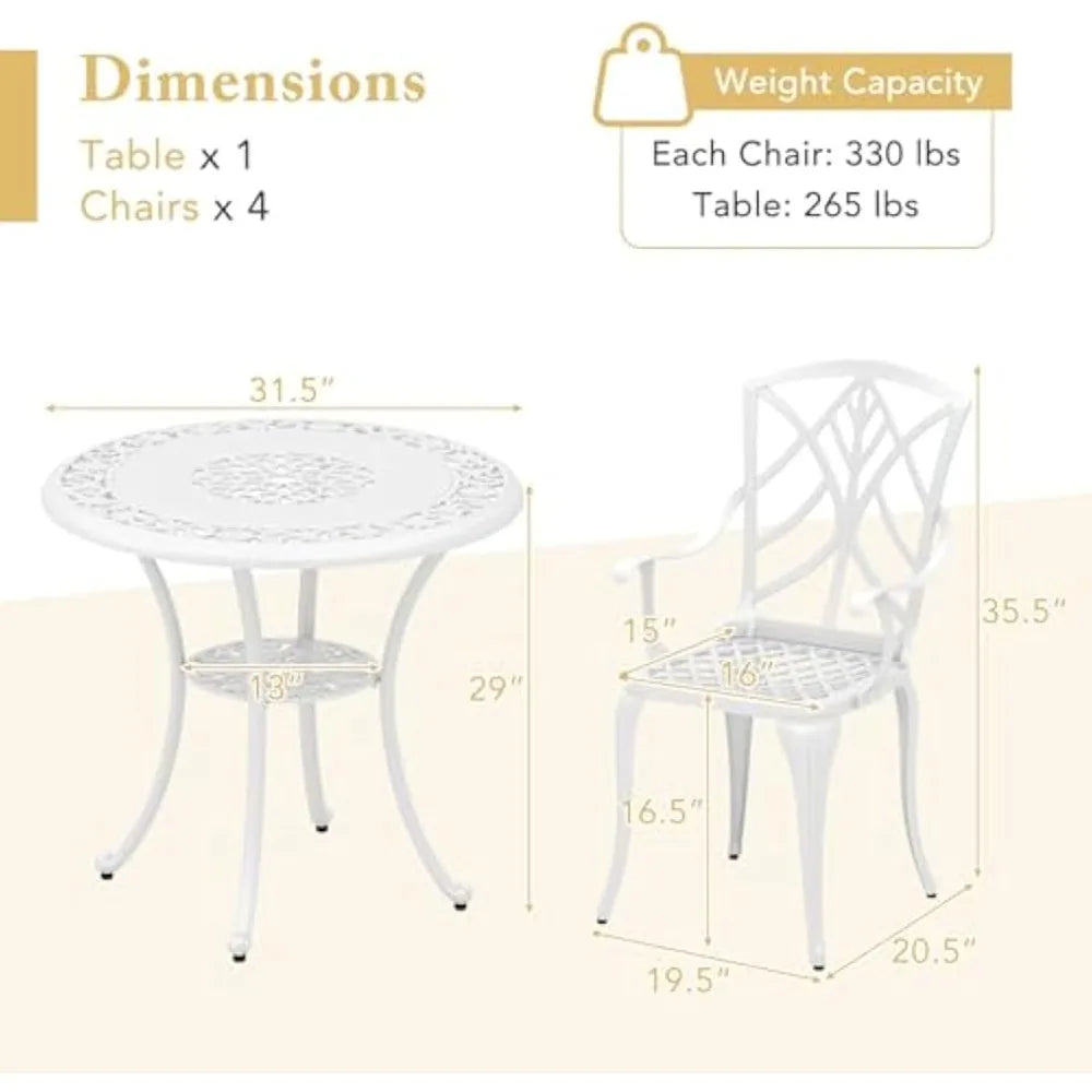 ROMI 5 Pieces Cast Aluminum Outdoor Dining Set