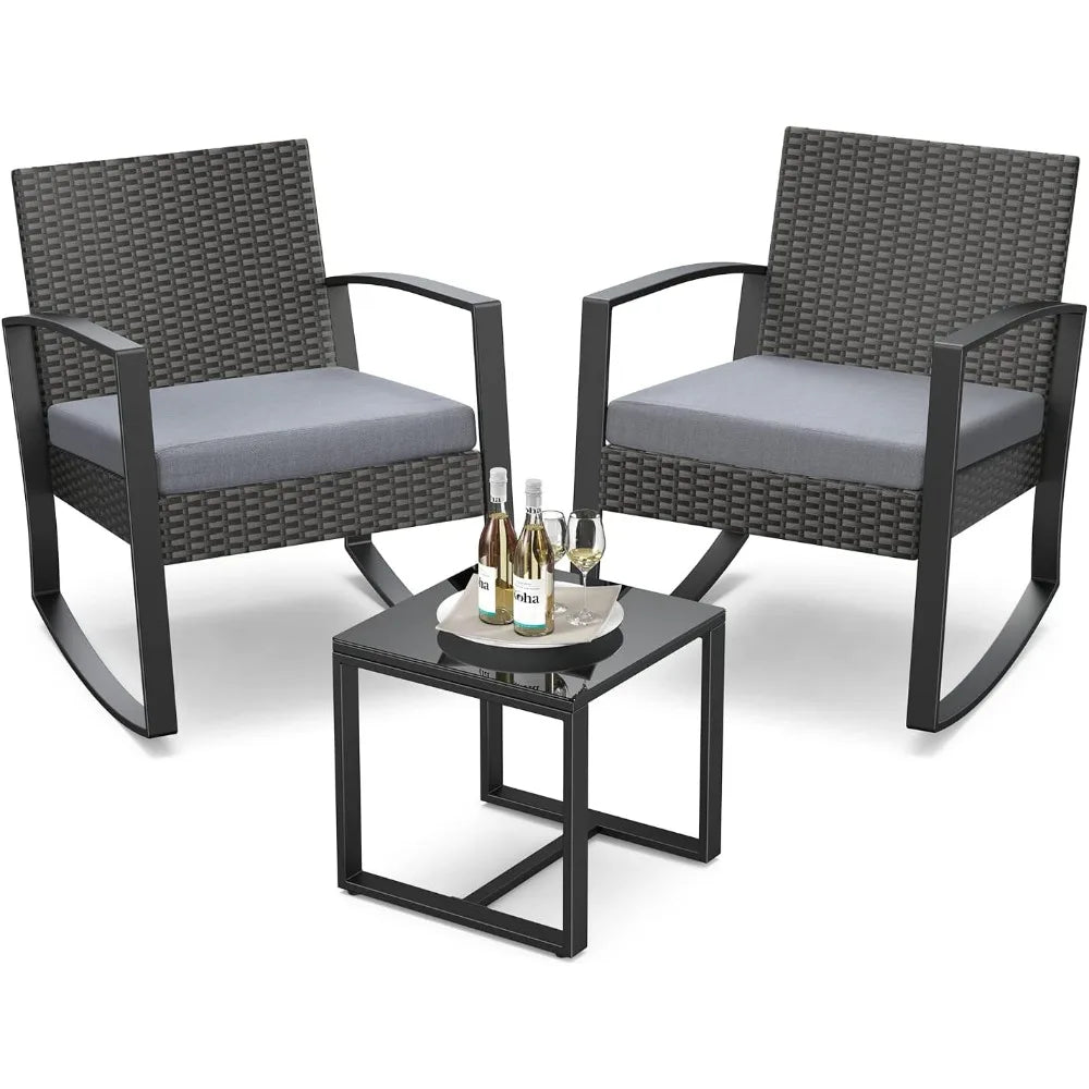 ZAMORA 3 Pieces Patio Rocking Chair Set
