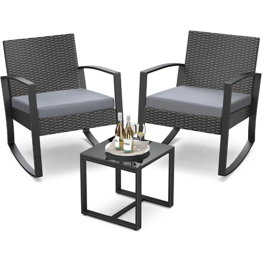 ZAMORA 3 Pieces Patio Rocking Chair Set