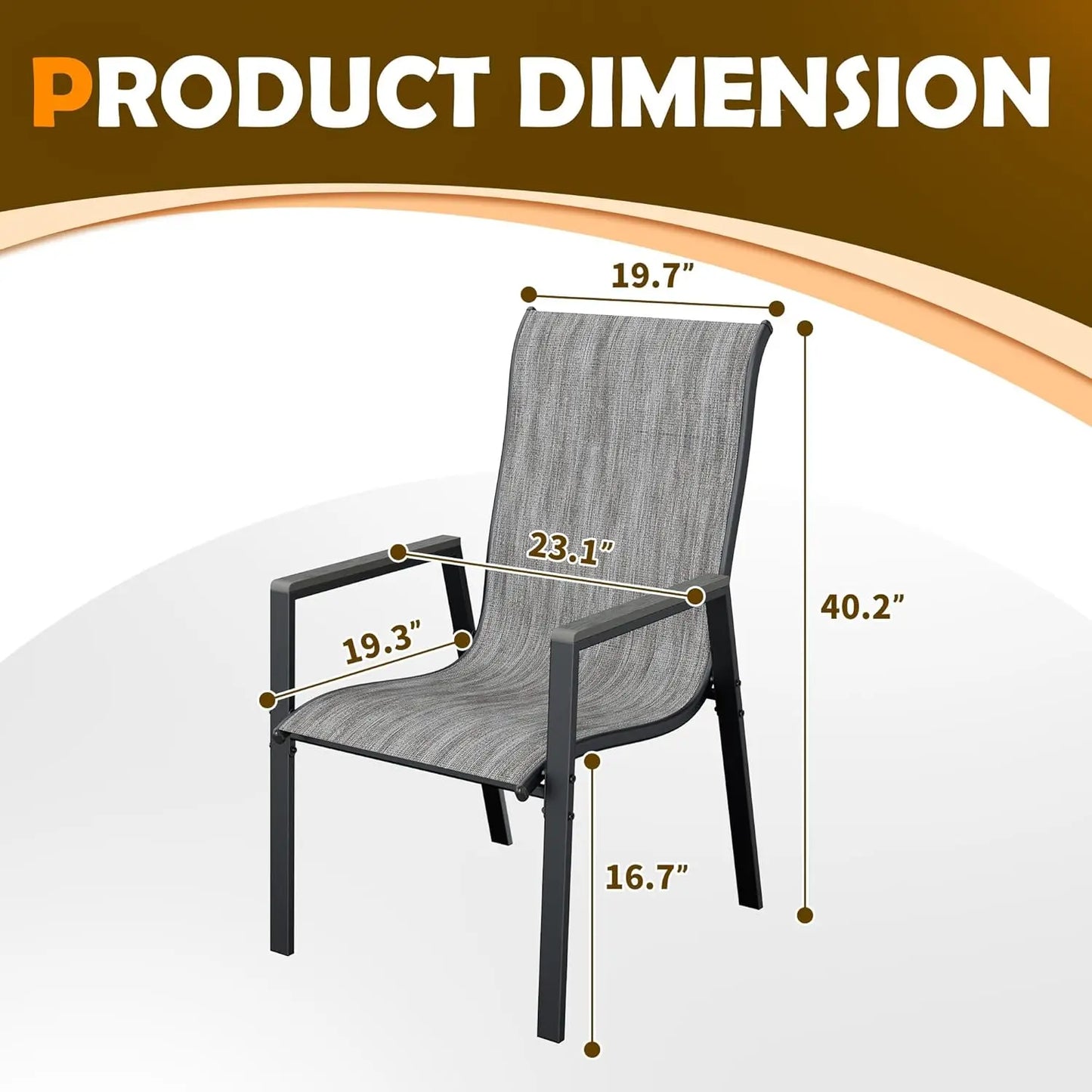 Patio Chairs Set of 4, Stackable Dining Chairs