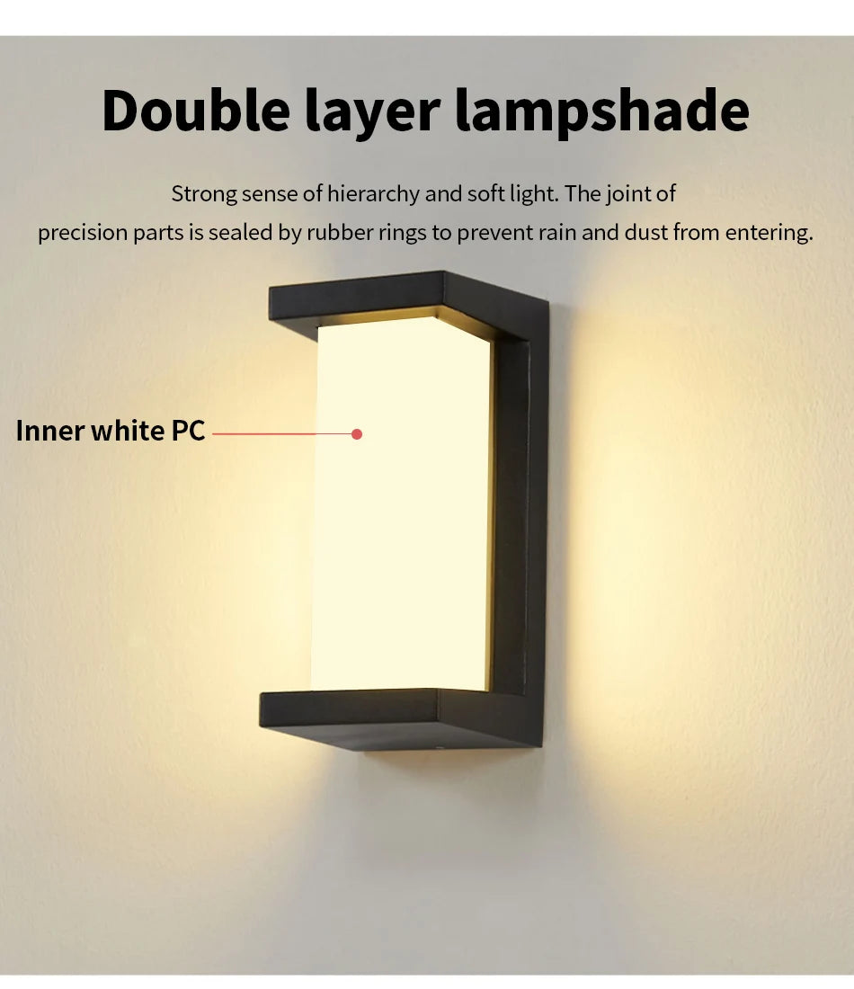 LED Outdoor Wall Lamp Waterproof IP65 Radar Sensor Ligthing Surface Mounted Porch Lights Balcony Garden 12W 18W 30W Sconce