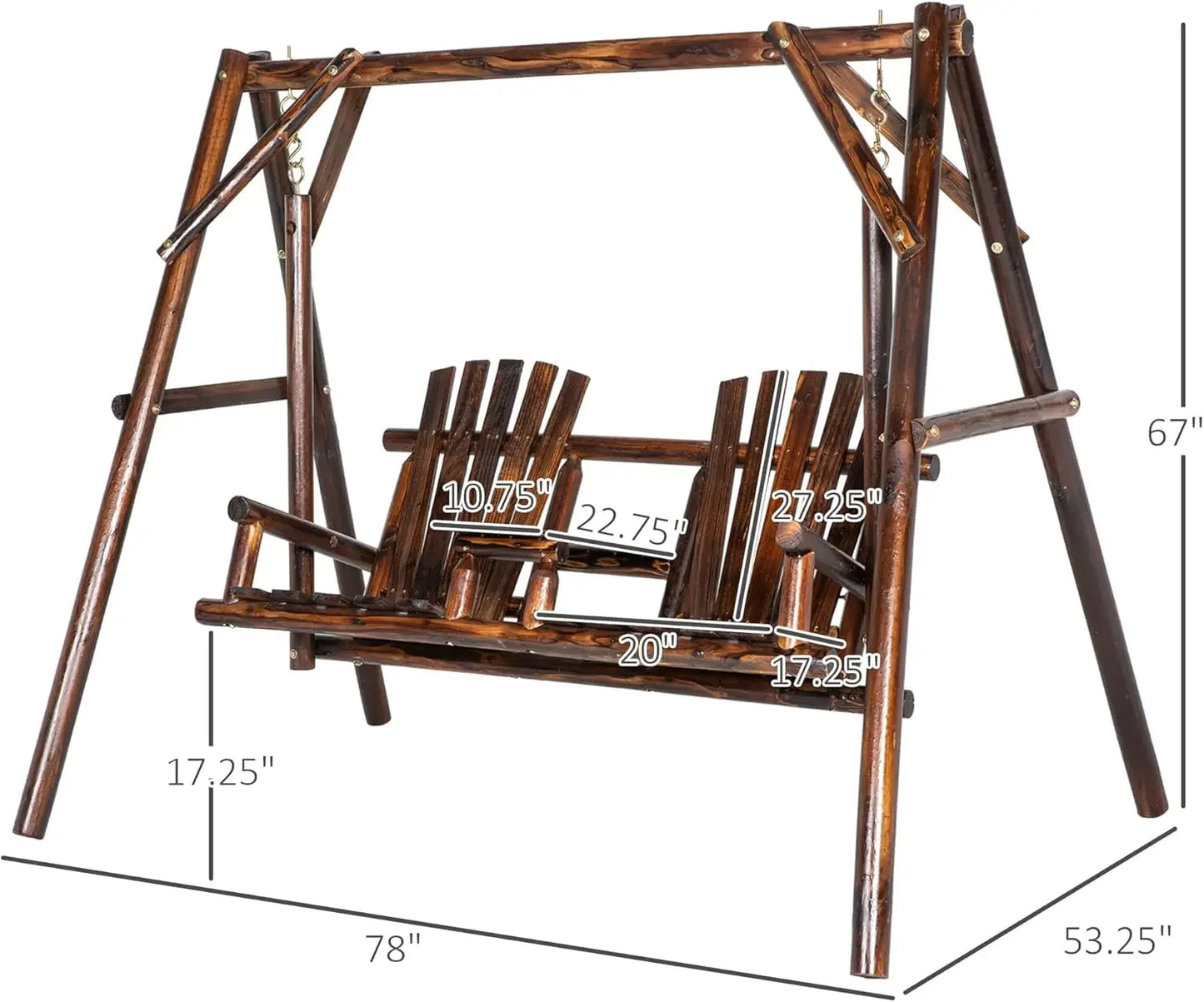 MARA Wooden Porch Swing with Stand