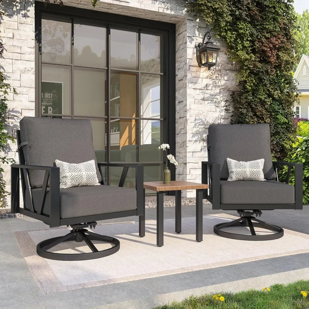 GRANADA Outdoor Patio Swivel Rocking Chairs Set, 3 Pieces
