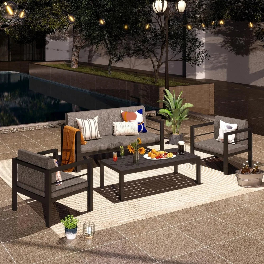 SARAY Outdoor 4 Pieces Aluminum Patio Furniture Set