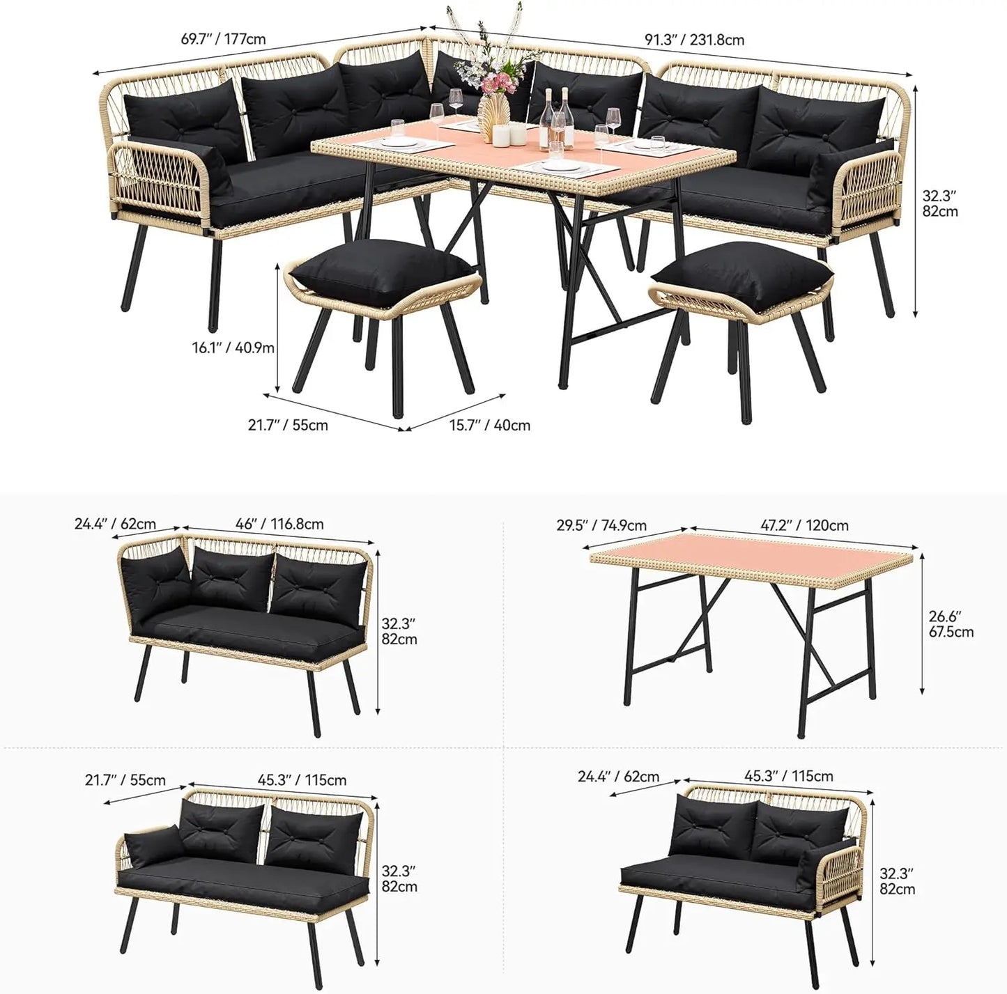 BISA L-Shaped Garden Sofa Set