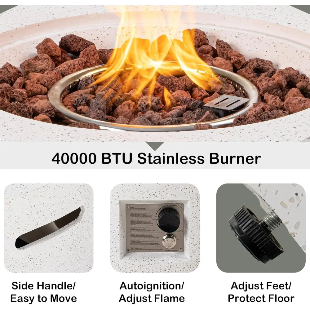 Hexagon Fire Pit Table, Rain Cove
