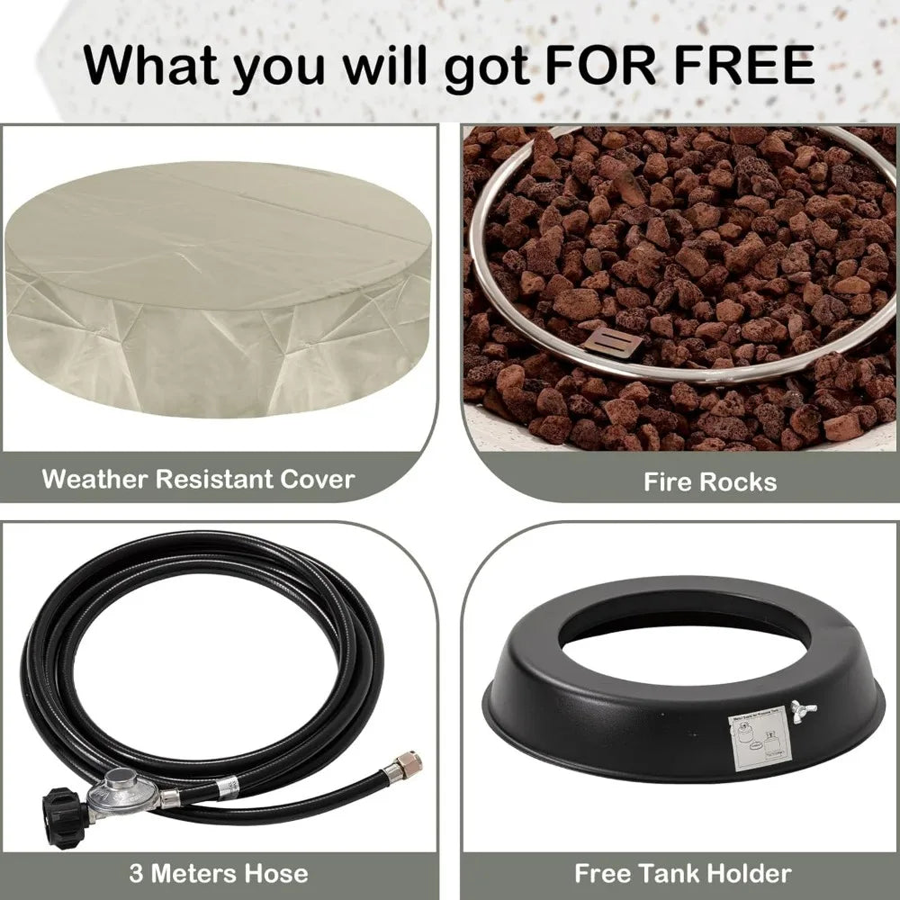 Hexagon Fire Pit Table, Rain Cove