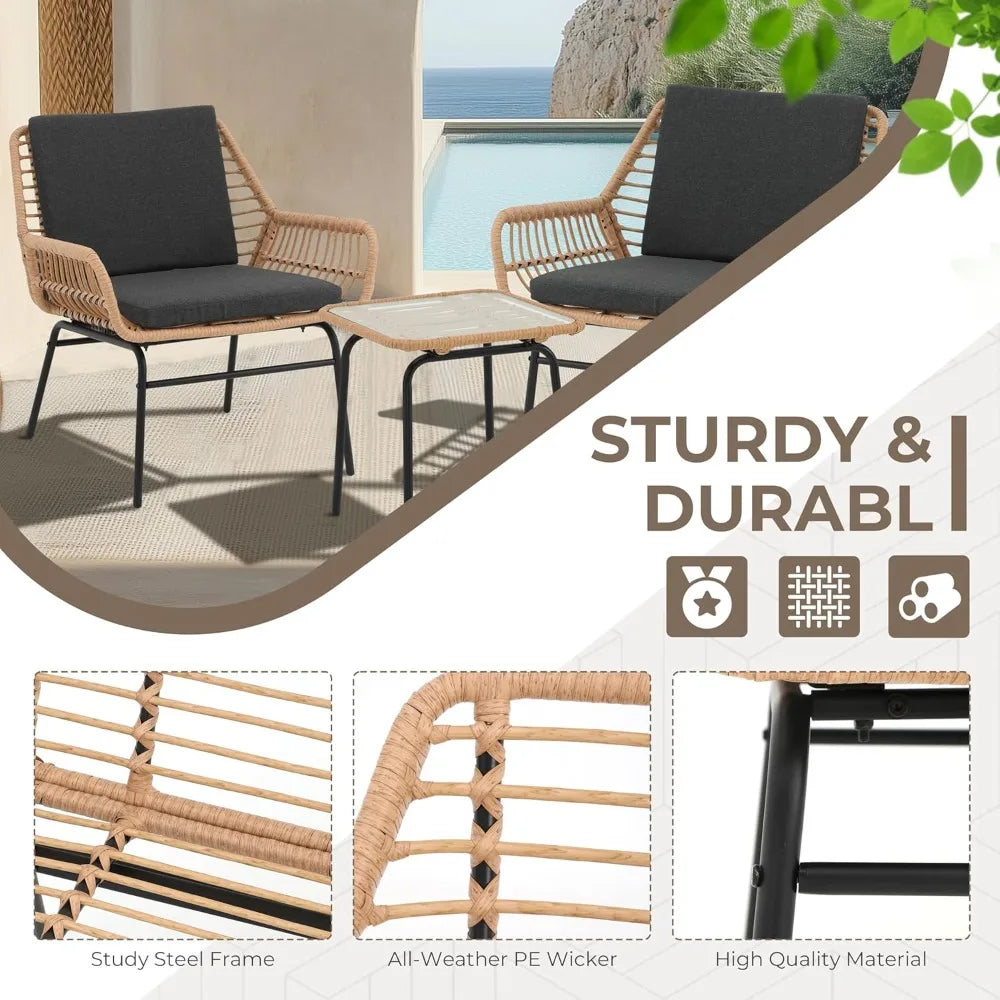 LEON 3 Piece Outdoor Patio Furniture Set,