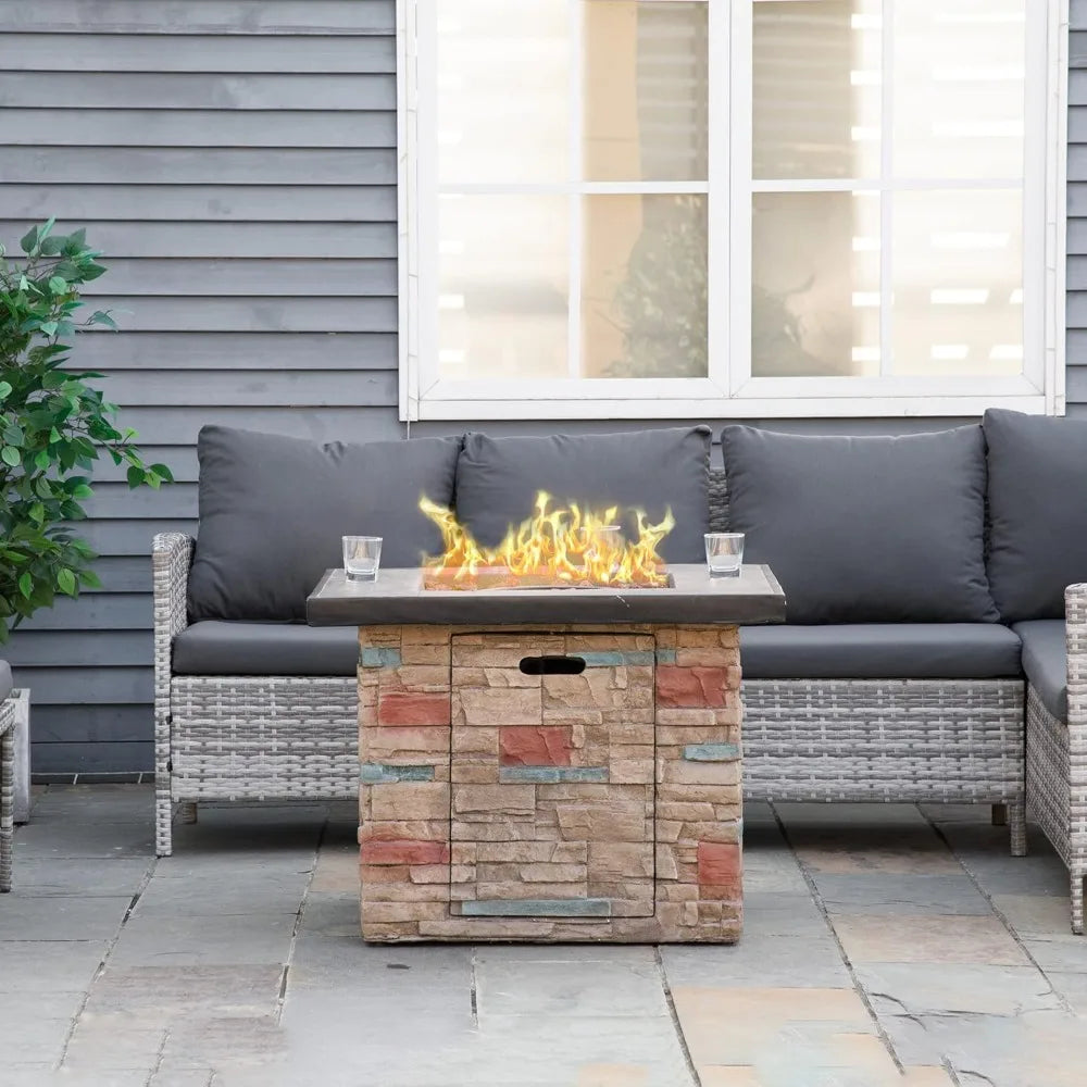 KAREG 32 Inch Outdoor Propane Gas Fire Pit Table