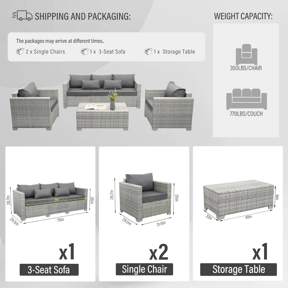KAZA 4-Piece Wicker Patio Furniture Set
