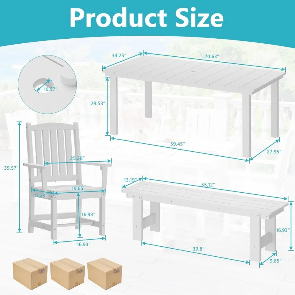 PORTO 7-Piece HDPE Outdoor Dining Table Sets