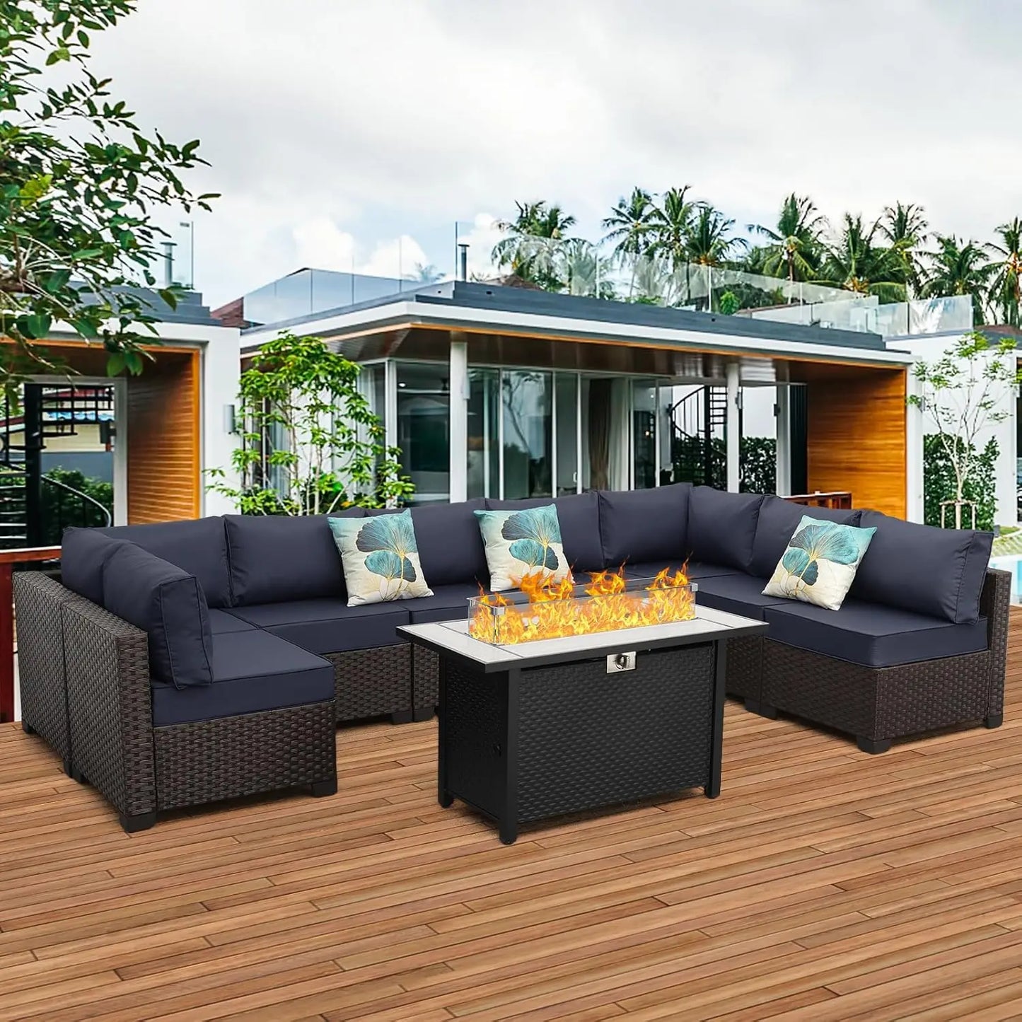 ANDREW 9 Pieces Wicker Patio Furniture Set