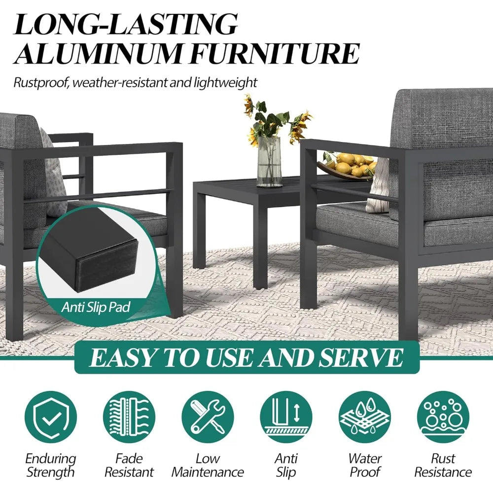 SARAY Outdoor 4 Pieces Aluminum Patio Furniture Set