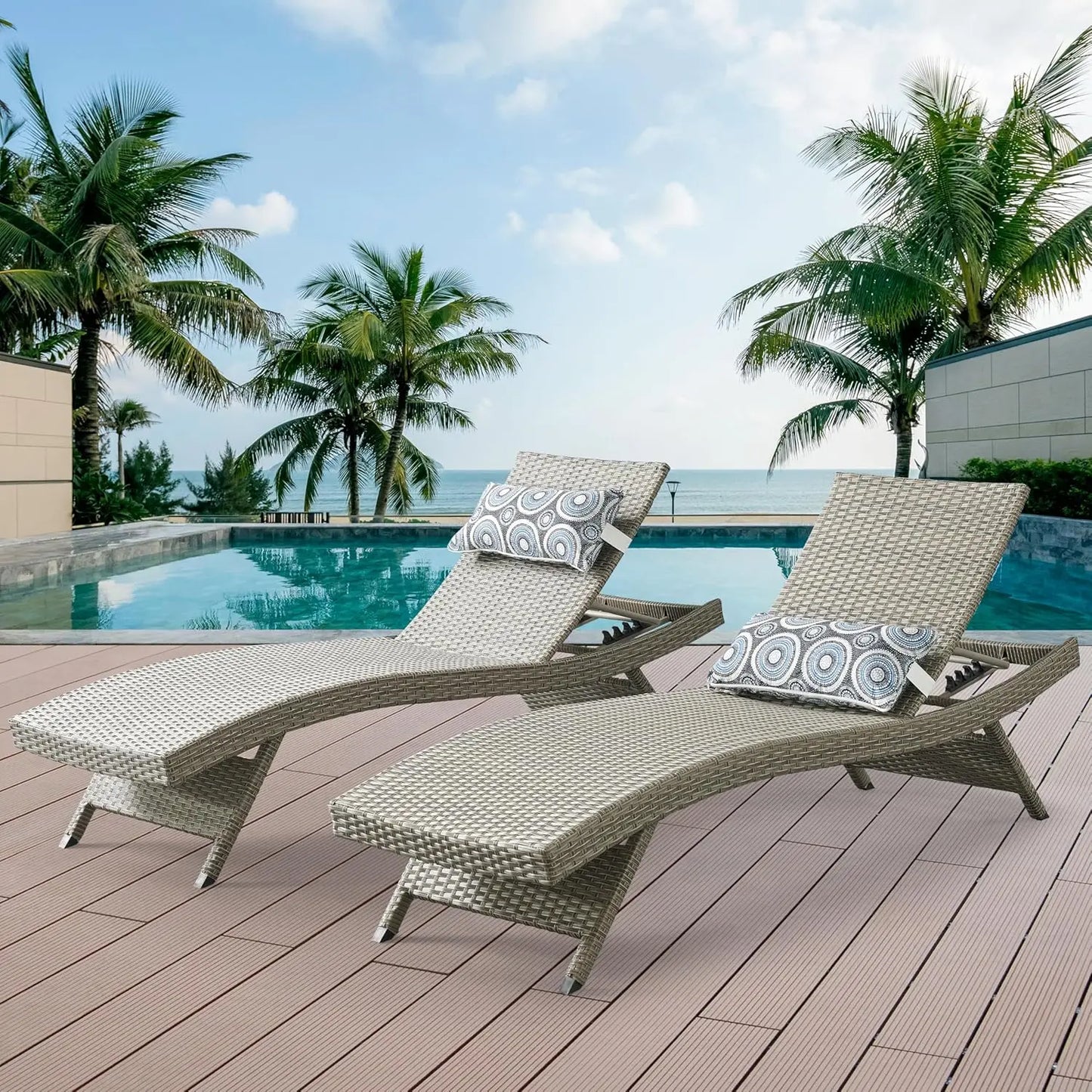 ABBY Long Reclining Chair Set of 2 with Cushions