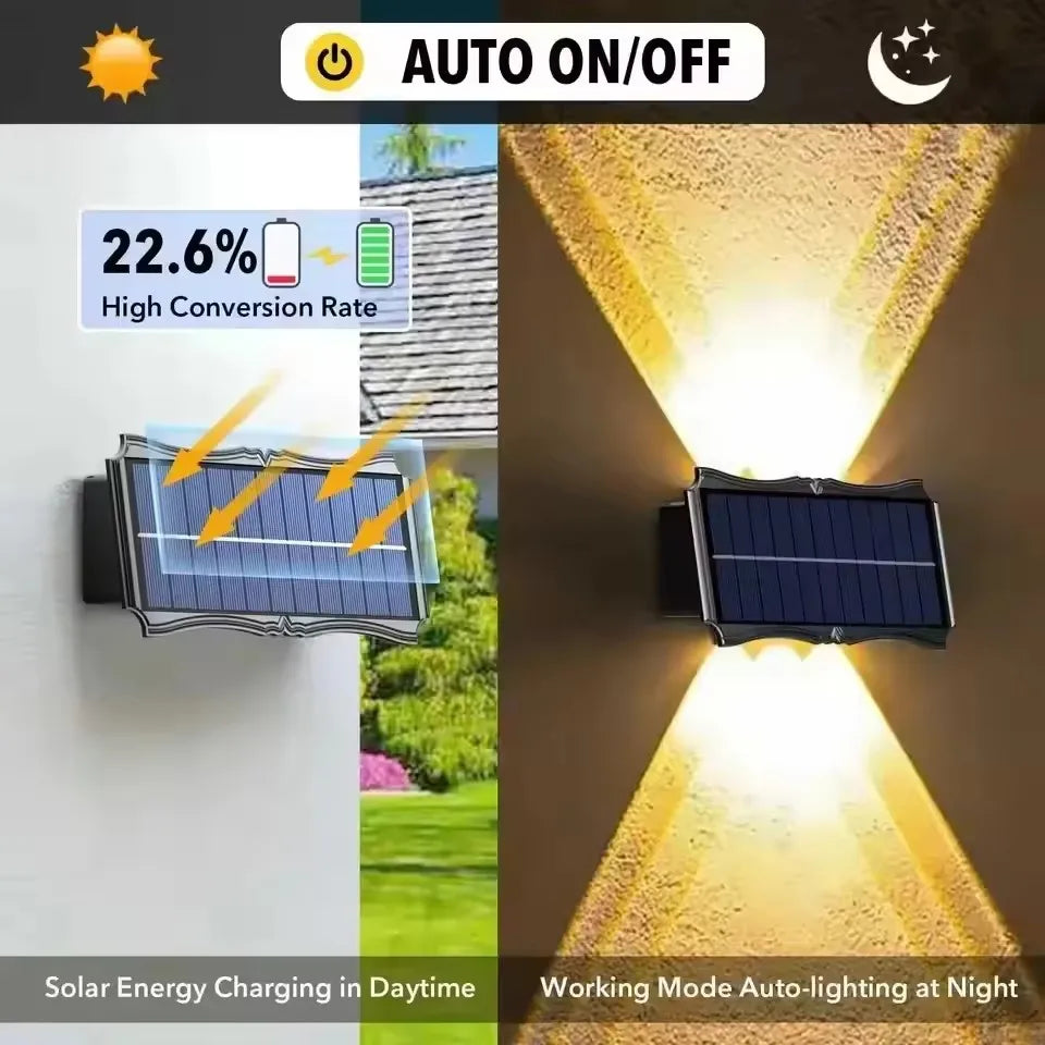 Solar Wall Lamp Outdoor Rgb Warm Light Waterproof Up And Down Luminous Lighting Balcony Yard Garden Decoration Exterior Wall